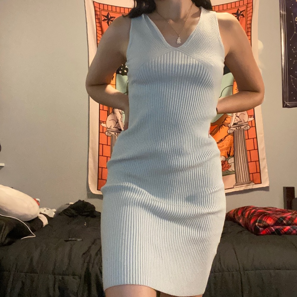 mint green knit bodycon sleeveless midi dress